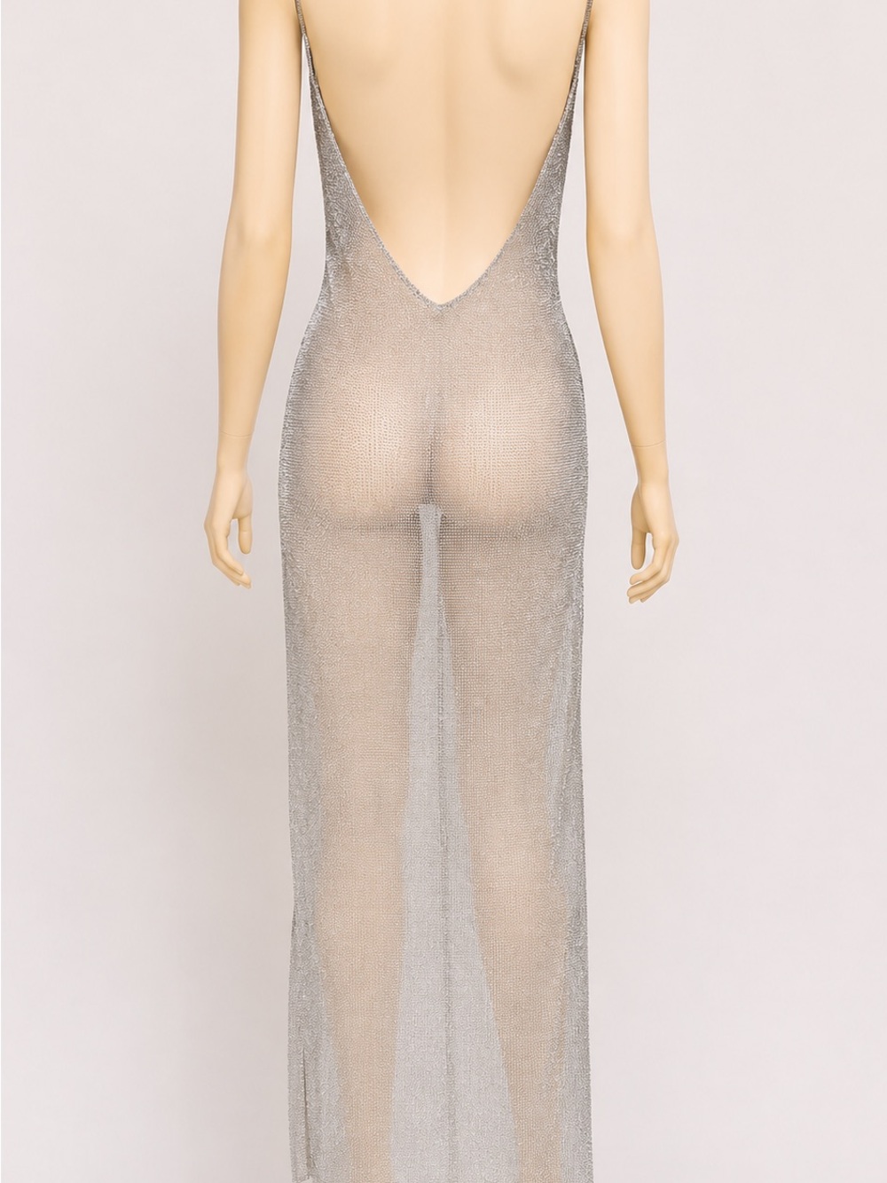 Sheer Metallic Silver Beach Swim Cover-up Dress - Picture 3 of 6